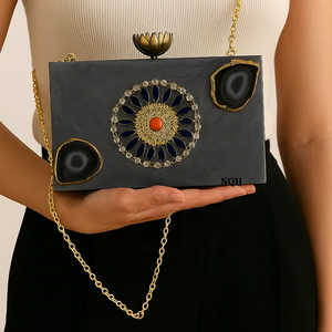 Bolso de Mano de Lujo Hecho a Mano, Duradero, Ecológico, Ligero, de Madera y Resina, con Cadena Cruzada, Logotipo Personalizado, Bolso de Noche para Mujer - Product Image 1