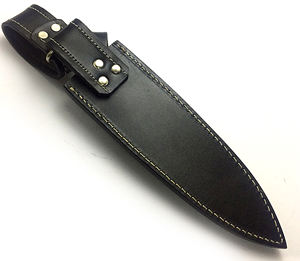 OEM มีดปลอกหนังสีน้ำตาลเข้มทำด้วยมือขนาด5นิ้วมีดแบบเรียบออกแบบได้ตามต้องการ - Product Image 3