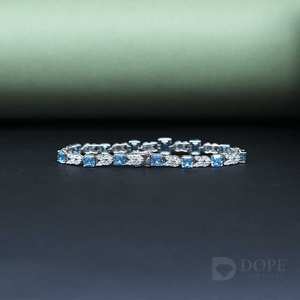 Pulsera de diamantes Esmeralda y Marqués en plata de ley 925 Diseño de una sola línea Regalo perfecto para cada lugar - Product Image 4