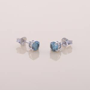 Boucles d'oreilles clous en diamant bleu de 1,06 ct cultivé en laboratoire, or jaune, blanc et rose 18 carats, taille princesse, plaqué rhodium, certifiées IGI, bijoux classiques - Product Image 1