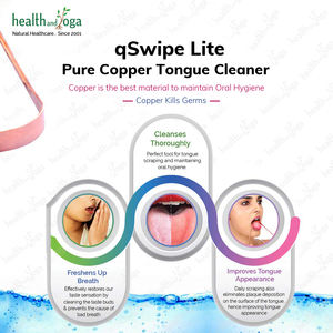 Limpiador de Lengua de Cobre qSwipe Lite de HealthAndYoga, Paquete Regular para Cuidado Bucal Natural, Aliento Fresco y Limpieza Higiénica - Product Image 4