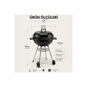 <b>Portable</b> Metal Charcoal BBQ <b>Grill</b> with Lid and Ventilation System for Garden Balcony or Camping - Product Image 5