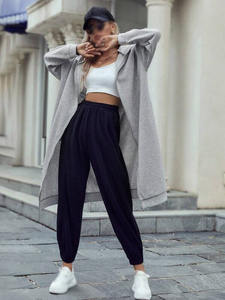 Sudadera Larga con Capucha para Mujer, Abrigo de Forro Polar, Transpirable, de Punto de Algodón, Ropa de Abrigo Informal de Invierno, Bolsillos Laterales, Bordado Opcional, OEM - Product Image 5