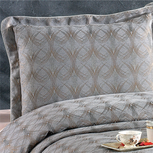 Guzide Podyum Grey 4-Piece Customized Classic Luxury Home <b>Bedspread</b> <b>Set</b> 100% Chenille Organic Woven Striped Washable Anti-Dust - Product Image 2