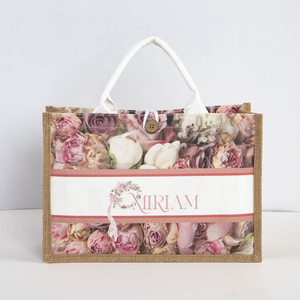 High Quality Women's Handheld Canvas Shopping Tote <b>Large</b> Capacity Customized Floral Striped Laminated Cotton Wedding Gift - Product Image 6