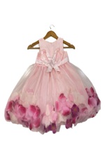 Robe de soirée élégante pour petites filles, en mousseline et satin, écologique, à fines bretelles, motif, longueur cheville