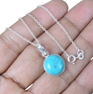 Bijoux pendentif classiques pour femmes, style bohème, bijoux en argent sterling 925, pierre précieuse turquoise, pendentif fait à la main, cadeau pour femme - Product Image 1