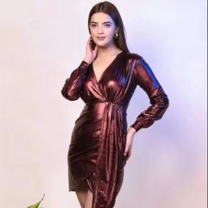 Womens WINE DRAPE STYLE BODYCON <b>DRESS</b> - Product Image 1