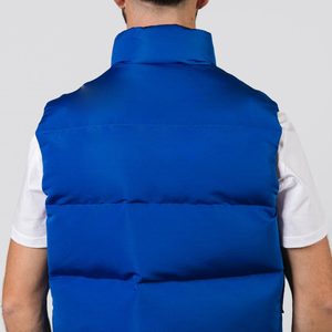 Chaqueta acolchada de plumón ligera personalizada para hombre, chaleco de nailon de invierno con abrigo sin mangas, tela de cuero - Product Image 6