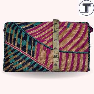 Sac à perles multicolores avec poignée, sac à main, sac à main décontracté, artisanat indien, fait à la main, sac baguette, - Product Image 6