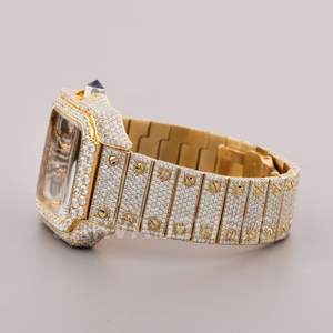 Montre analogique automatique de luxe pour hommes VVS Moissanite Diamond Sapphire Leather White Gold Band-Clarity améliorée Style Hip Hop - Product Image 3