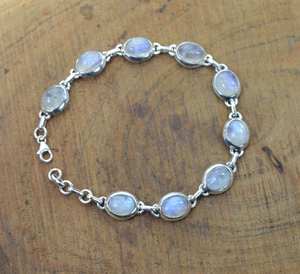 <b>Rainbow</b> Moonstone 925 Sterling Silver Adjustable Bracelet Natural White Moonstone Oval Gemstone Jewelry Gifts Women - Product Image 4