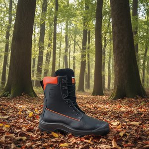 Botas de Seguridad Forestales NoRisk S3 SRC EN20345/EN17249 de Cuero Negro/Naranja, Talla 47, para Equipo de Supervivencia al Aire Libre - Product Image 3