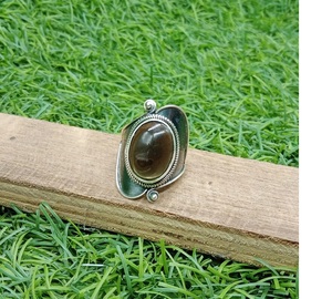 Piedra preciosa natural Christian Boho Ecológico Plata de Ley 925 Anillo de declaración artística hecho a mano para mujer Regalo elegante único - Product Image 2