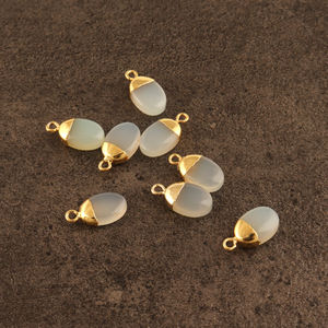 Conector colgante de calcedonia blanca ovalada pulida Lisa conector de fianza única chapado en oro DIY haciendo encontrar conectores de pendientes - Product Image 6