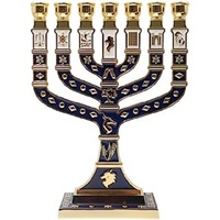 Menorah Hanukkah Bougeoir En Laiton Antique Fini Métal Aluminium 9 Menorah Bougeoir Décoratif