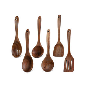 Juego de utensilios de cocina de madera de teca de 5 piezas, cucharas Premium, volteadores, espumadera y espátulas para juego de cucharas de cocina gourmet - Product Image 5