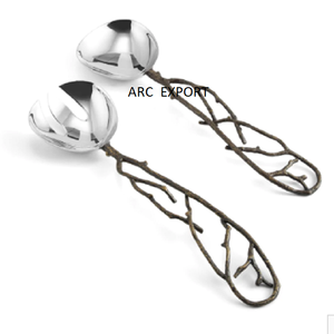 Luxury Silver Color Fork Set With Modern Style Serving Home & Hotel Ware Dinning <b>Table</b> Food Cutlery Set With Leaf Design Handles - Product Image 5