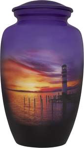 Urna de cremación de Faro, urna funeraria de atardecer para cenizas humanas, hecha a mano en aluminio, adecuada para entierro de cementerio, urna de tamaño personalizado - Product Image 6