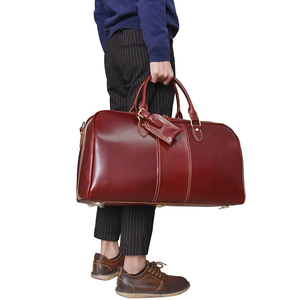 Genuine Leather Weekender Duffel Bag with Zipper Closure and <b>Adjustable</b> <b>Strap</b> for Travel - Product Image 5