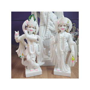 Statue personnalisée en marbre blanc pur du dieu indien Shree krishna pour le culte produit d'artisanat fait main article - Product Image 1