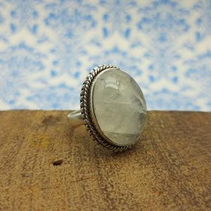 Forma ovalada auténtica piedra lunar arcoíris anillo bohemio piedra Natural plata esterlina 925 anillos artesanales hechos a mano - Product Image 1