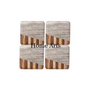 Set of 4 Wood And <b>Marble</b> <b>Coasters</b> Bestest Quality Customized Size Glass Mug <b>Coasters</b> From Manufacturer In India - Product Image 2