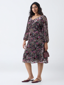Vestido de Terciopelo con Estampado Floral Multicolor Gia, Corte en A - Product Image 2