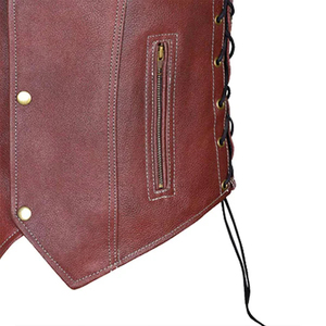 Chaleco de cuero para hombre con logotipo personalizado, chaqueta de marca blanca estilo Club motocicleta delantera a presión de material de piel de vaca de proveedor OEM - Product Image 5