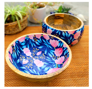 Juego de cuencos y cucharas de madera con esmalte impreso elegante para vajilla para servir ensalada cuenco de artículo decorativo - Product Image 4