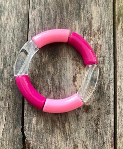 Nouveaux Bracelets à breloques en perles acryliques Bracelets en résine colorée Tube à maillons Bracelet de manchette Tube incurvé PAR HF CRAFTS - Product Image 5