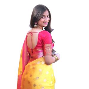 Saris en soie organza pattu semi soie douce avec bordure contrastée pattu - Product Image 1