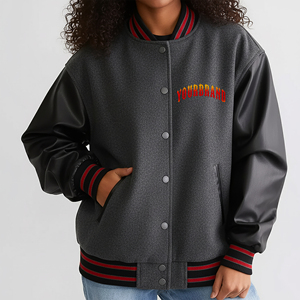 แจ็กเก็ตทีมโรงเรียนแขนหนังขนาดใหญ่พิเศษระบายอากาศได้ดีเสื้อแจ็คเก็ตนักศึกษา - Product Image 4