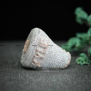 Personalization Round Brilliant Cut Moissanite <b>Name</b> Engagement Ring in Two Tone Plated Christmas <b>Gift</b> by Phoenix Enterprise - Product Image 4