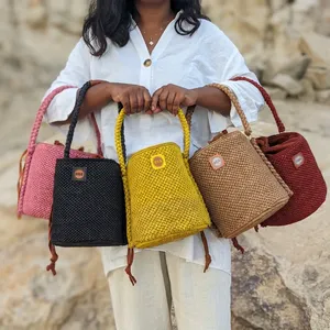 Ana Crochet Bucket <b>Bag</b> Women Bohemian Drawstring Handbag Yellow Cotton Lining Single <b>Strap</b> Durable Daily Use - Product Image 6