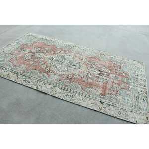 Tapis turc de 4,5 x 8,2 pieds, tapis persan vintage en laine rouge et bleu - Product Image 3