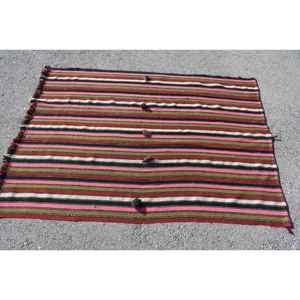 Alfombra de 4x5.4 pies, alfombra turca vintage, alfombra Kilim con motivos de plantas y árboles rojos - Product Image 2