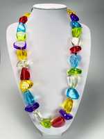 Ensemble élégant collier et boucles d'oreilles en résine fait main, bijoux stylés à grosses perles, collier ras-du-cou en acrylique pour femme, artisanat en résine