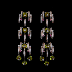 Designer <b>Peridot</b> <b>Earrings</b> with Lab-Created Diamonds for Evening & Cocktail Events - Product Image 1