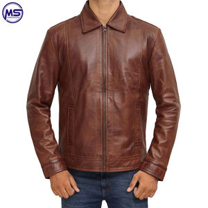 Veste en cuir avec fermeture éclair sur le devant pour homme, vêtement décontracté en peau de mouton, bon marché, haute qualité - Product Image 5