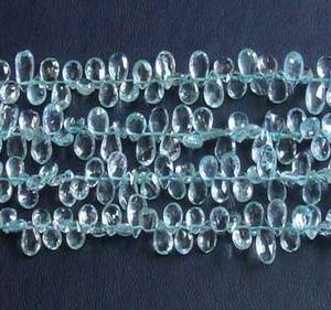 Briolette-piedra Natural para fabricación de joyas, piedra Natural, aguamarina, facetada, 6x8x9mm, tamaño 8 ", precio al por mayor - Product Image 1