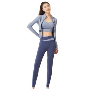 Ensemble soutien-gorge de sport sans couture et extensible pour le pouce, pantalon de yoga, pantalon d'entraînement, ensemble de 3 pièces, 2 pièces - Product Image 1