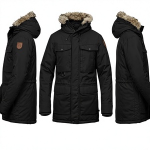 Custom Men Winter Black <b>Parka</b> <b>Jacket</b> with Faux Fur Hood <b>Waterproof</b> Insulated Outdoor Padded Warm Puffer Coat for Mens - Product Image 1
