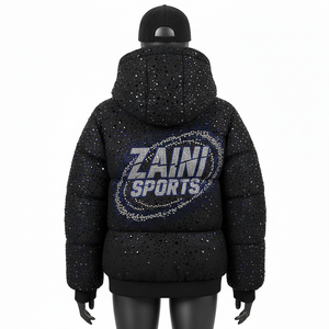 Veste matelassée d'hiver pour femmes, tissu en polyester de haute qualité, design matelassé, strass, logo personnalisé, veste matelassée pour femmes - Product Image 2