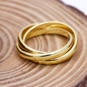 Nuevo anillo de triple banda 925 plata esterlina sólida chapado en oro anillo de banda Unisex regalos de joyería para mujeres a precio al por mayor - Product Image 3
