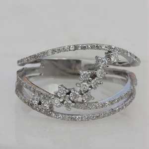 Bague de mariée en diamant naturel de taille ronde en or massif 14 carats Bague en diamant écologique Ensemble de pavés d'éternité Bague de fiançailles pour H - Product Image 4