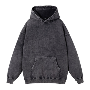 Vente en gros de sweats à capuche pour hommes, vierges, délavés à l'acide, effet vieilli, coupe classique, couleur unie, vintage, décontractés, imperméables, personnalisables avec logo - Product Image 2