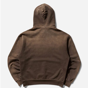 Sweat à capuche en coton biologique 100% délavé au soleil Sweat à capuche unisexe pour homme Hiver Sweat à capuche en polaire épais de haute qualité délavé au soleil - Product Image 2