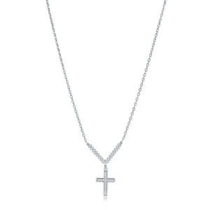 Nuevo Collar con Colgante de Cruz Cristiana, Diseño Moderno, Circonita Transparente, Joyería de Plata de Ley 925 Hecha a Mano en Turquía - Product Image 2
