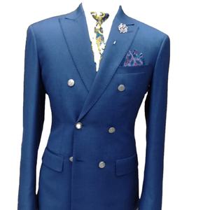 Costume d'Affaires 2 Pièces Grande Taille pour Homme, Double Boutonnage, Manches Longues, Col en V, Bouton Plissé sur le Devant, Tissu Respirant, Braguette à Boutons - Product Image 1